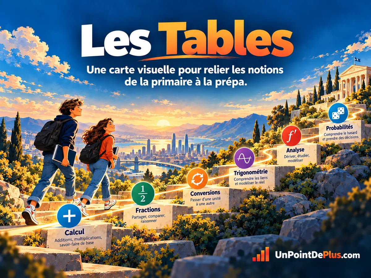 Les Tables — une carte visuelle pour relier les notions de maths de la primaire à la prépa
