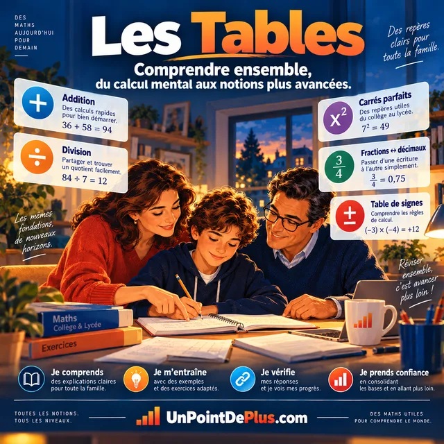 Des parents aident leur enfant avec les tables de maths
